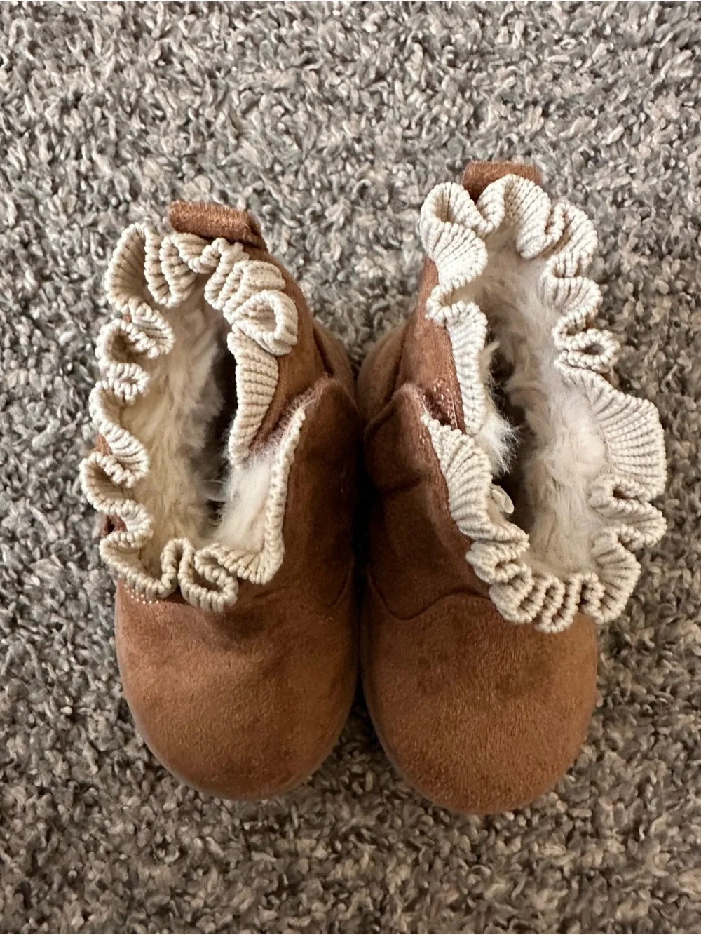 wonder nation Tan Bow Suede-Look Knit Cuff Kids Boots